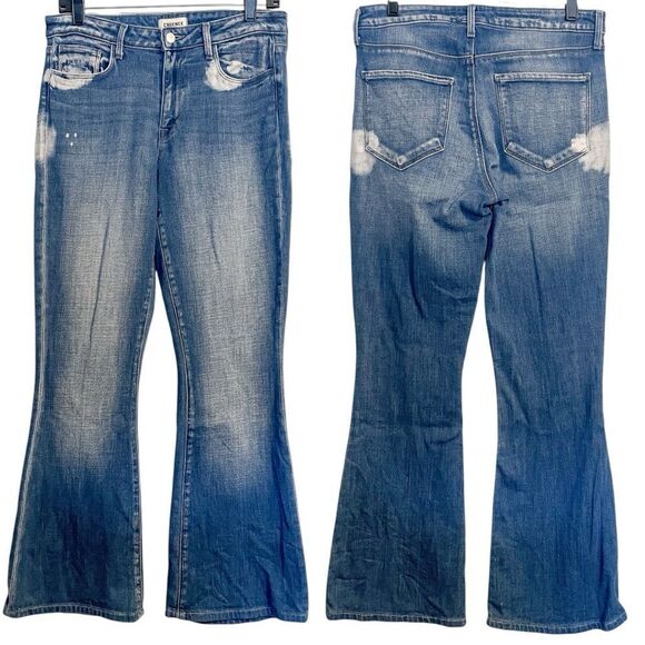 L'AGENCE Montana Flare Jeans Bleach Distressed 28 - Picture 1 of 4